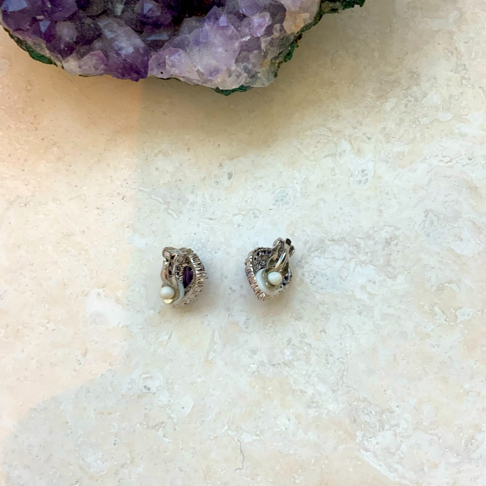 Rucinni Amethyst Purple Tiered Crystal Teardrop Clip Earrings NWOT - Picture 3 of 3